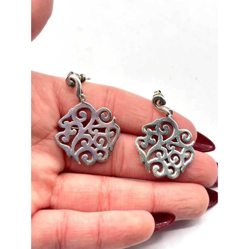 Barse 925 Sterling Silver Scroll Dangle Earrings - image 6